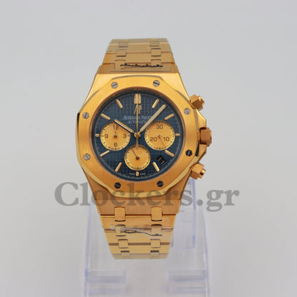 AUDEMARS PIGUET ROYAL OAK CHRONOGRAPH 41MM YELLOW GOLD BLUE DIAL