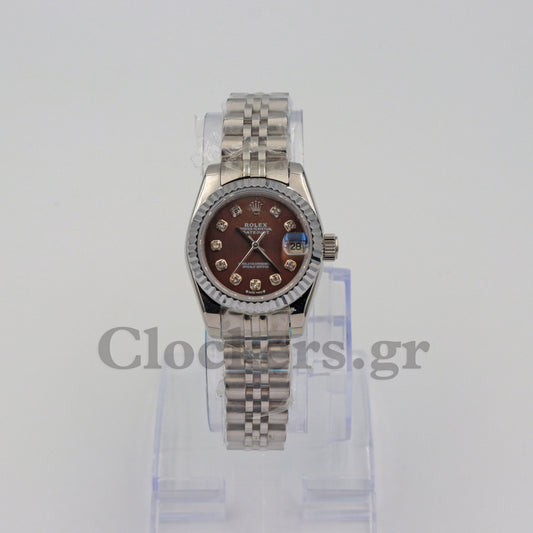 DATEJUST 28MM SS SILVER JUBILEE BROWN DIAL DIAMONDS MARKERS