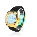 SKY-DWELLER BLUE DIAL AUTOMATIC MEN'S RUBBER WATCH QUALLITY 2A