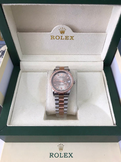 DATEJUST 36MM 2-TONE GOLD PINK JUBILEE DARK GRAY DIAL DIAMONDS MARKERS QUALITY 2A