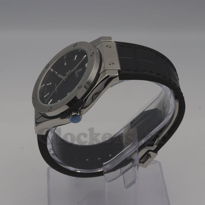 HUBLOT CLASSIC FUSION KING  WATCH - 42 MM - BLACK DIAL - SS BLACK RUBBER  STRAP